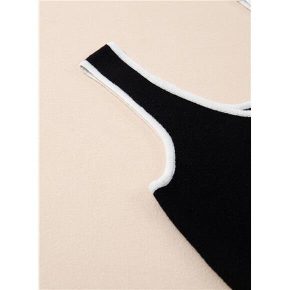 2 Pack Tank Top Scoop Neck Ribbed Knit Color Block Slim Fitted Cami Tops Shirts - Picture 5 of 7